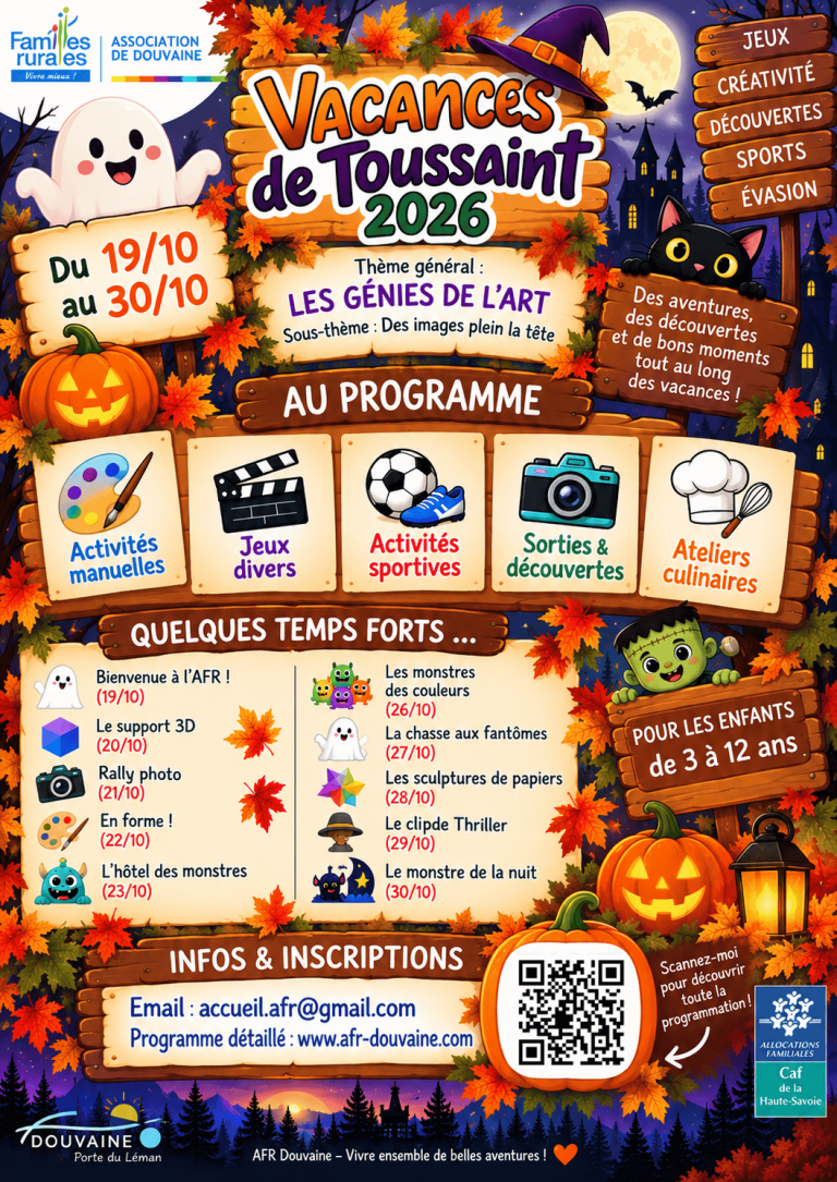 Vacances de Toussaint 2026 : « Les génies de l’art »