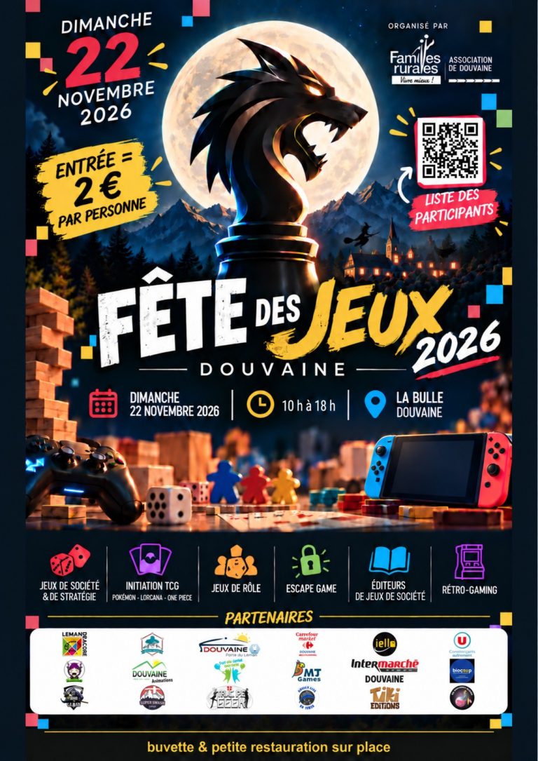 Fête des Jeux 2026 – dimanche 22 novembre à La Bulle